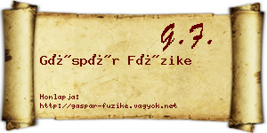 Gáspár Füzike névjegykártya